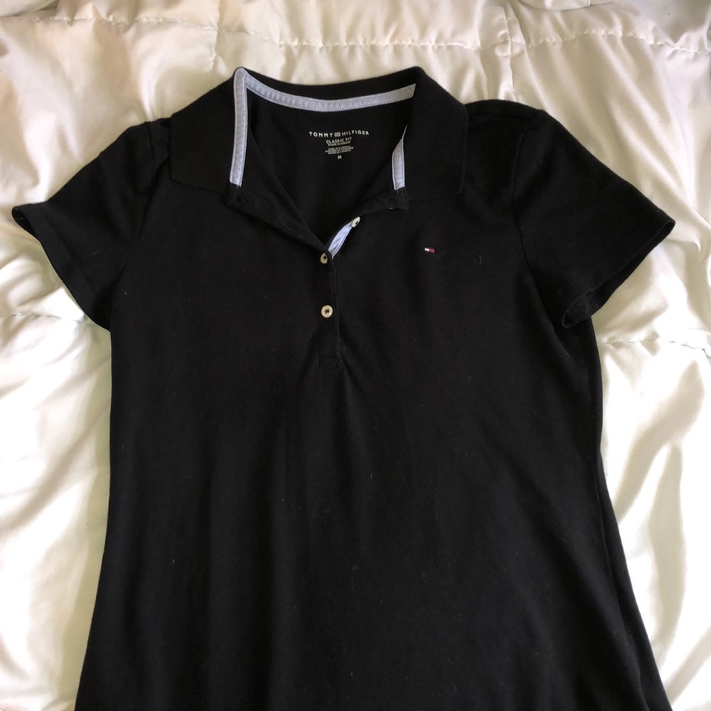 Black collared T-shirt